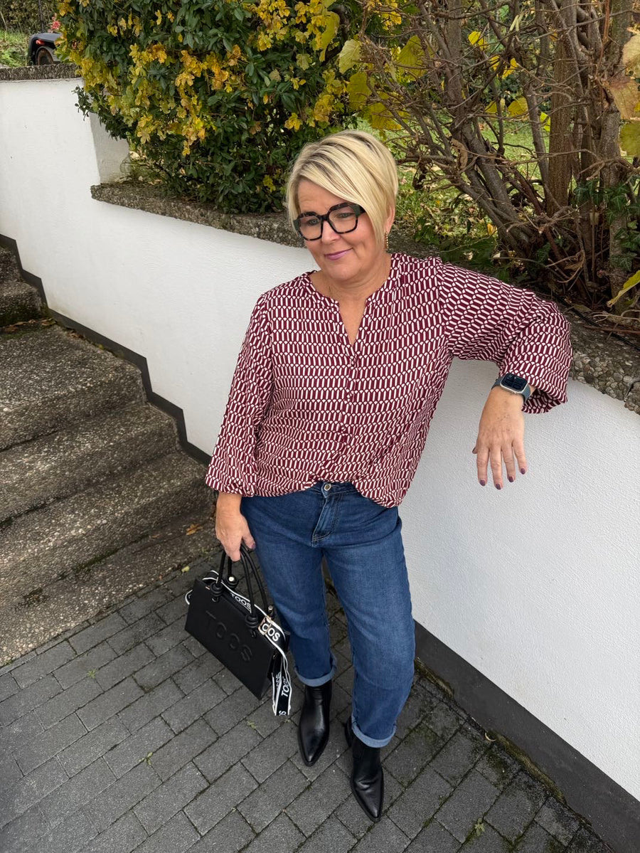 Dunkelblaue Mom Fit Jeans mit Glitzerknopf PLUS SIZE