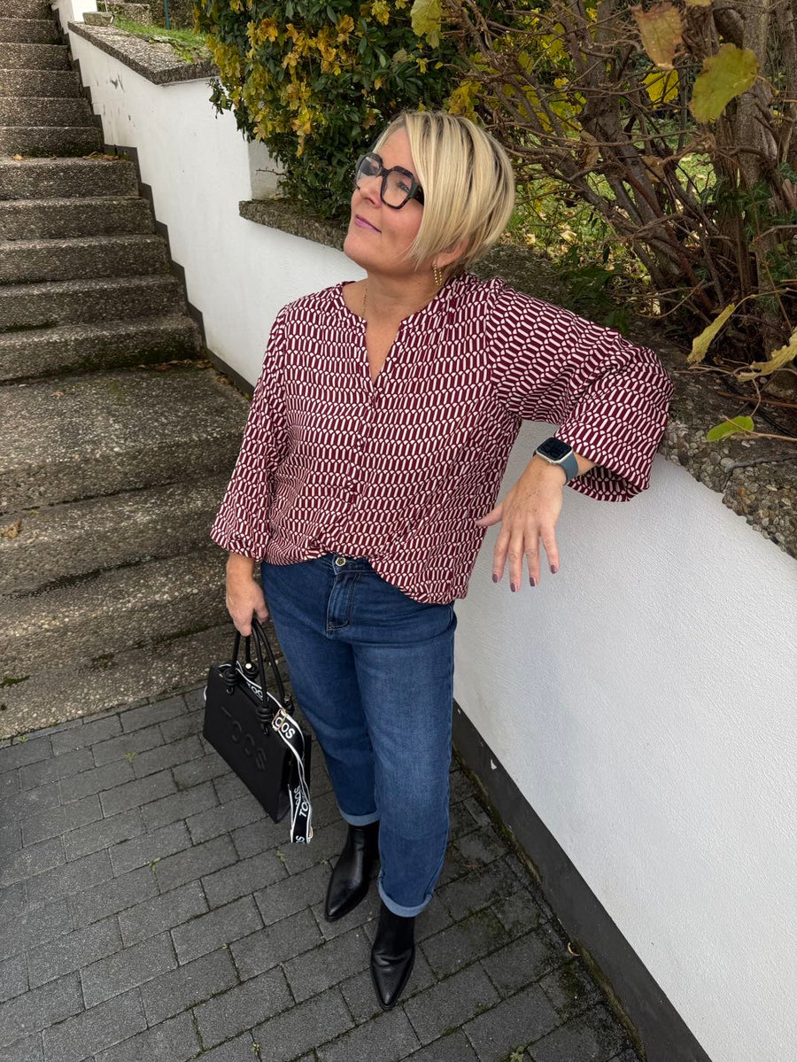 Dunkelblaue Mom Fit Jeans mit Glitzerknopf PLUS SIZE