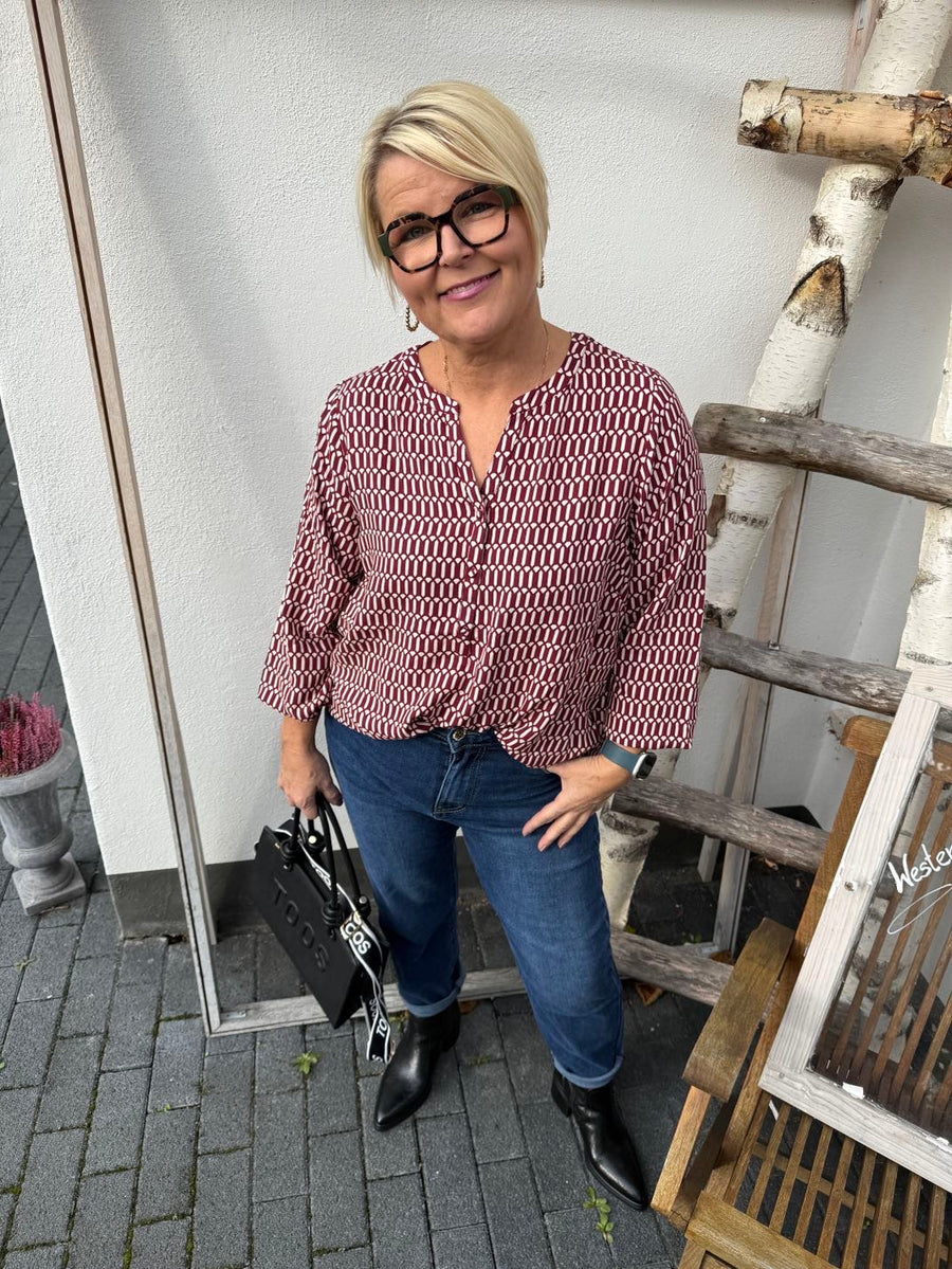 Dunkelblaue Mom Fit Jeans mit Glitzerknopf PLUS SIZE