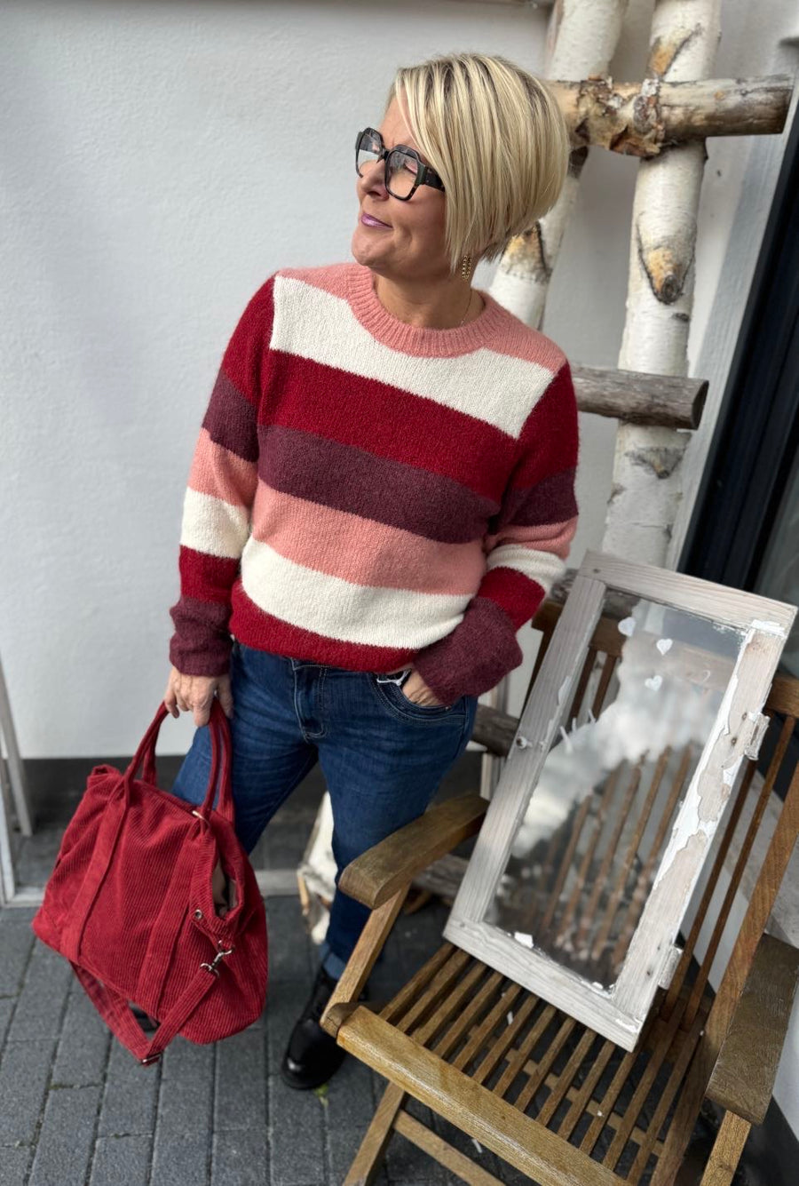 Baggy Fit Jeans mit Glitzerknopf PLUS SIZE