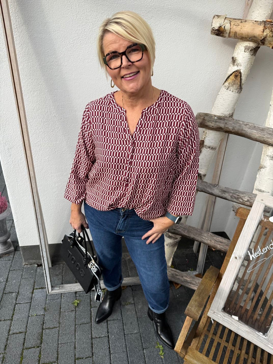 Dunkelblaue Mom Fit Jeans mit Glitzerknopf PLUS SIZE