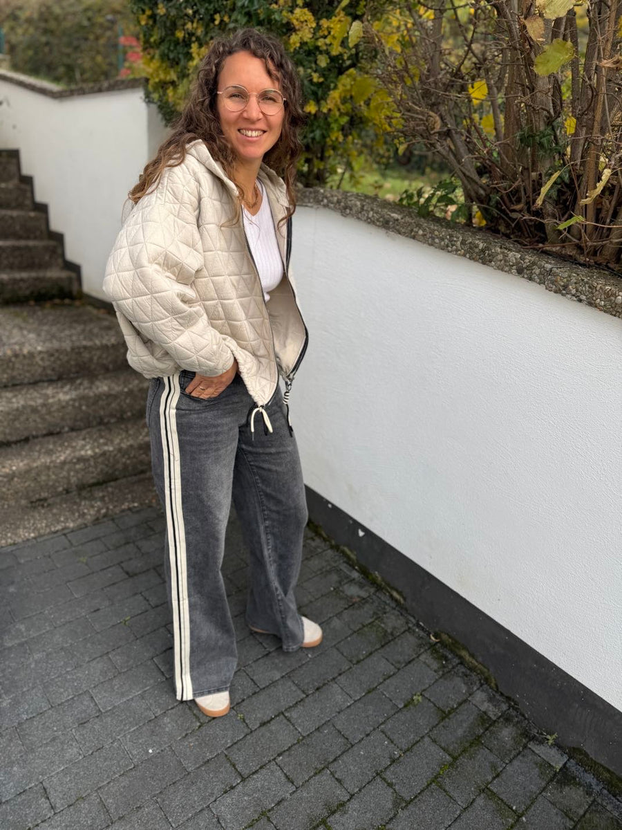 T195 Jeans - Dad Fit - mit Streifen und weitem Bein in grau