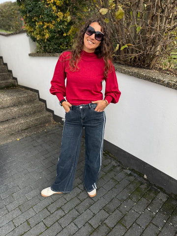 T195 Jeans - Dad Fit - mit Streifen und weitem Bein in blau