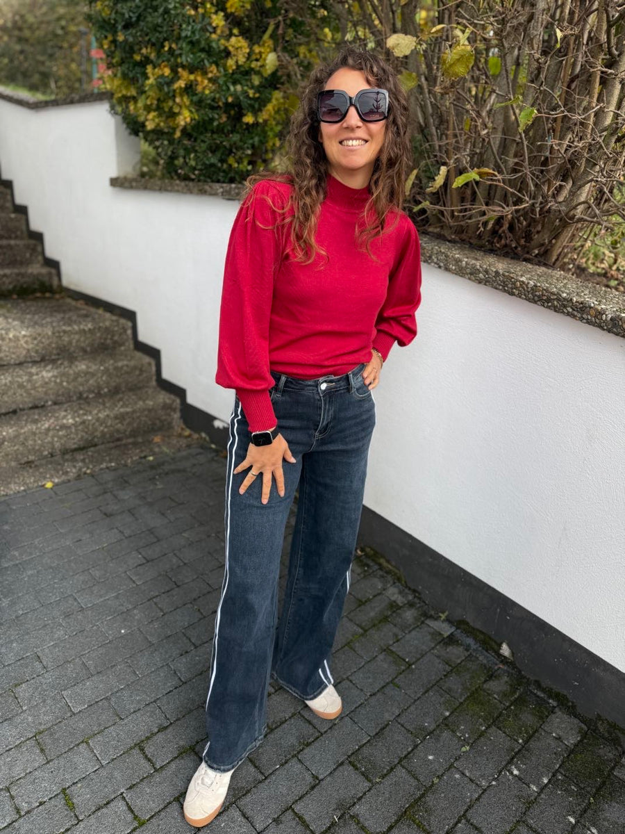 T195 Jeans - Dad Fit - mit Streifen und weitem Bein in blau