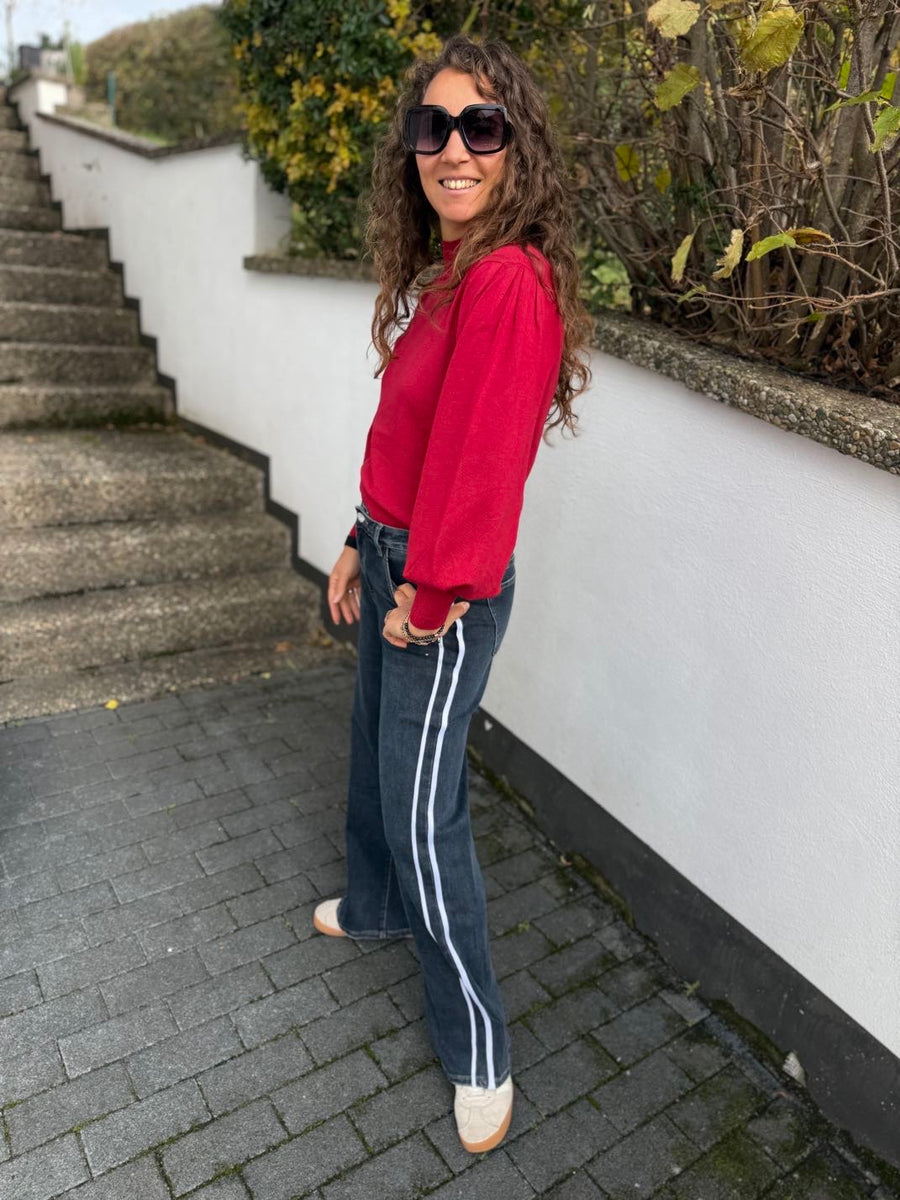 T195 Jeans - Dad Fit - mit Streifen und weitem Bein in blau