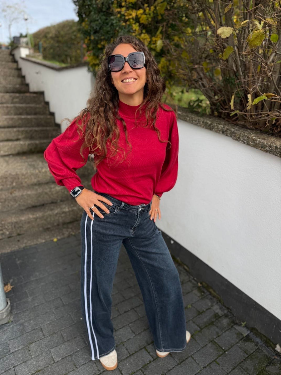 T195 Jeans - Dad Fit - mit Streifen und weitem Bein in blau