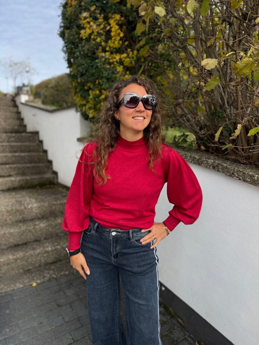 T195 Jeans - Dad Fit - mit Streifen und weitem Bein in blau