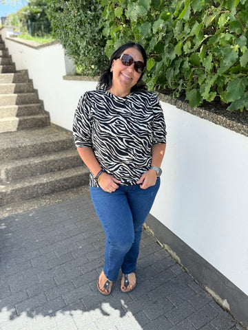 Shirt mit Zebraprint und 3/4 Ärmeln