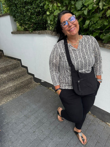 3/4 Shirt in schwarz-weiß