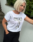 Shirt Basic mit Schleifenprint in weiß