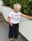 Shirt Basic mit Schleifenprint in weiß