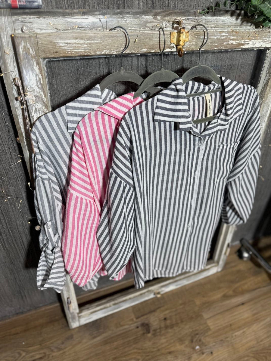 gestreifte Bluse aus Viskose in 3 Farben