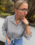 gestreifte Bluse aus Viskose in 3 Farben