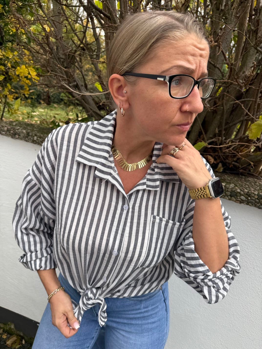 gestreifte Bluse aus Viskose in 3 Farben