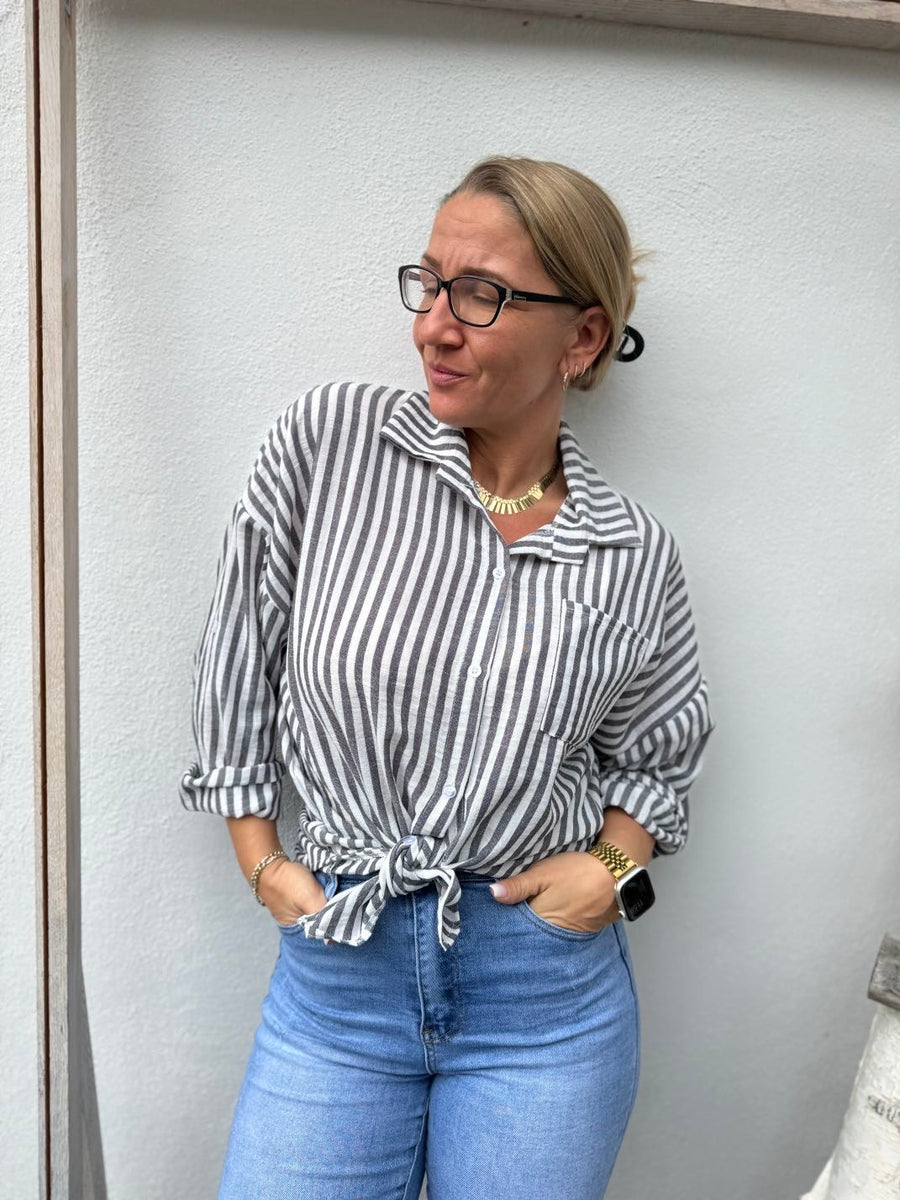 gestreifte Bluse aus Viskose in 3 Farben