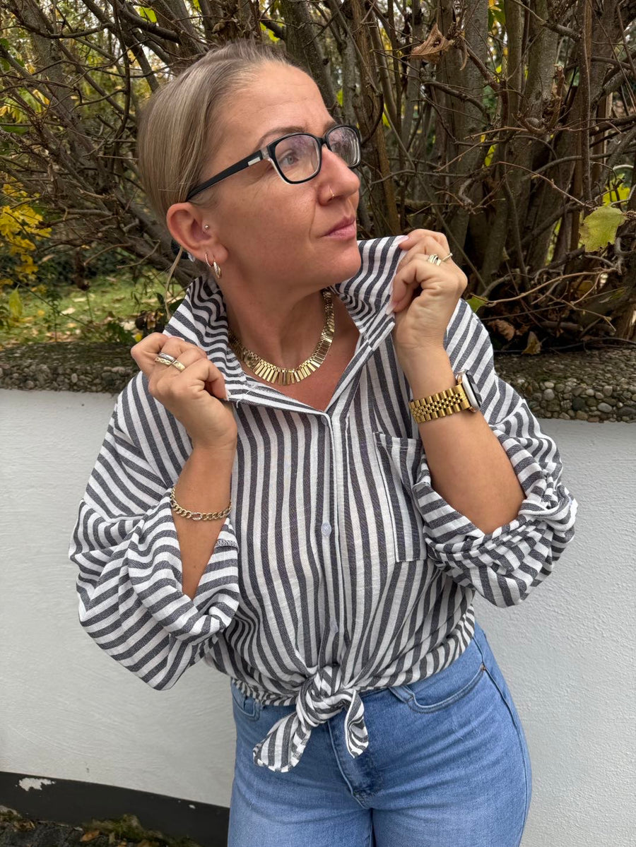 gestreifte Bluse aus Viskose in 3 Farben