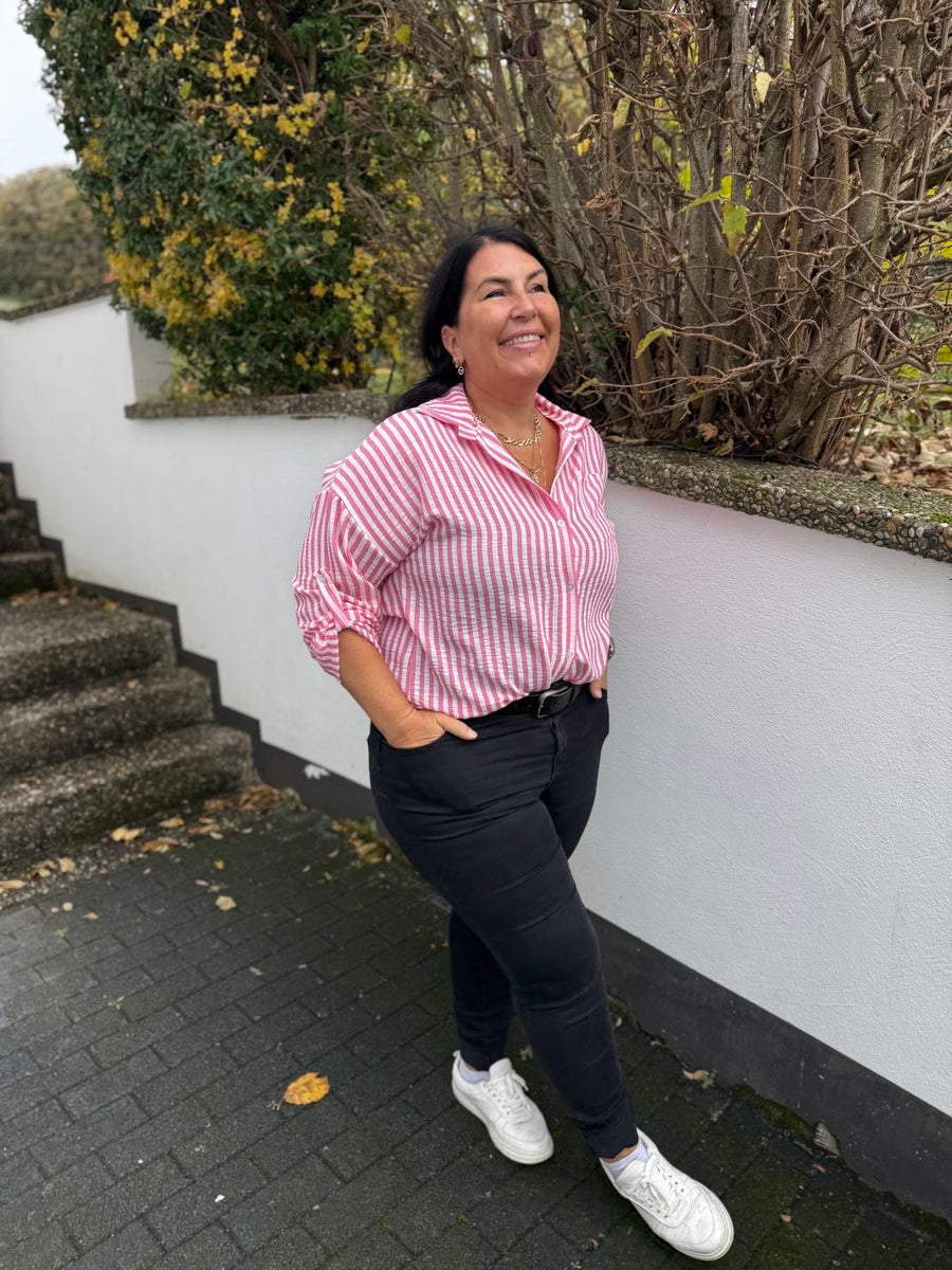 gestreifte Bluse aus Viskose in 3 Farben