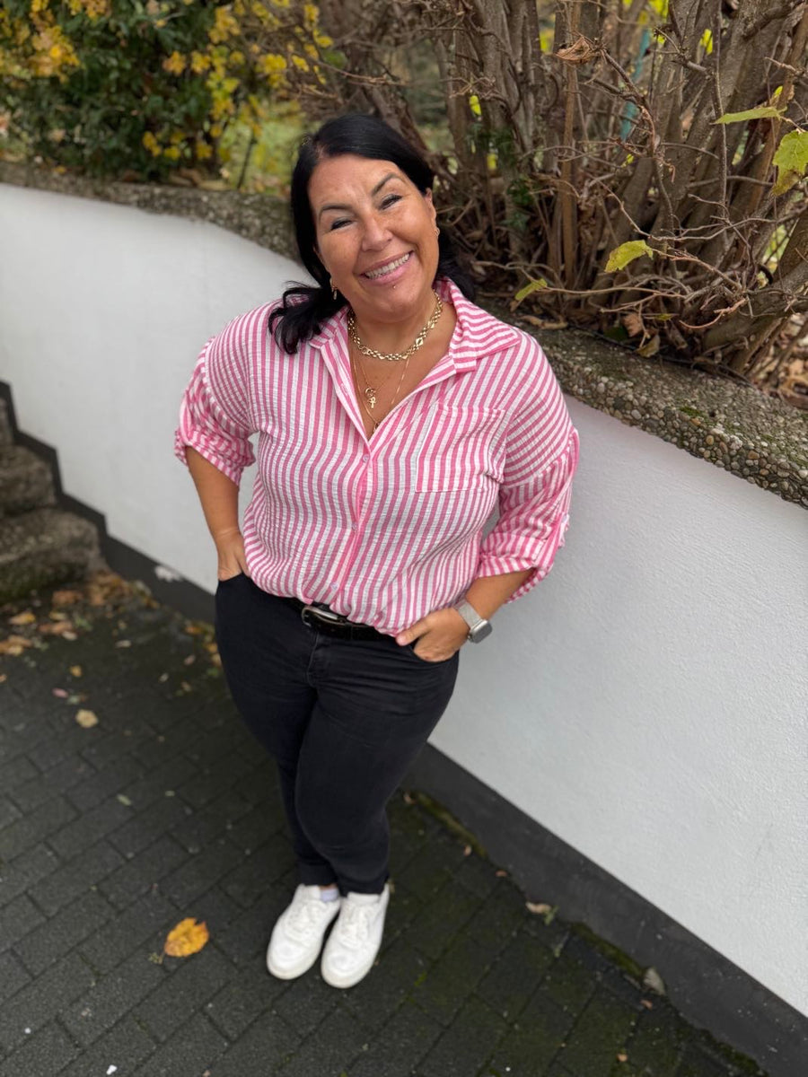 gestreifte Bluse aus Viskose in 3 Farben