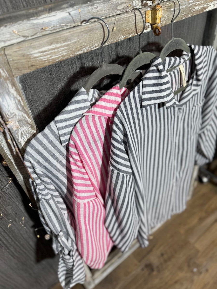 gestreifte Bluse aus Viskose in 3 Farben