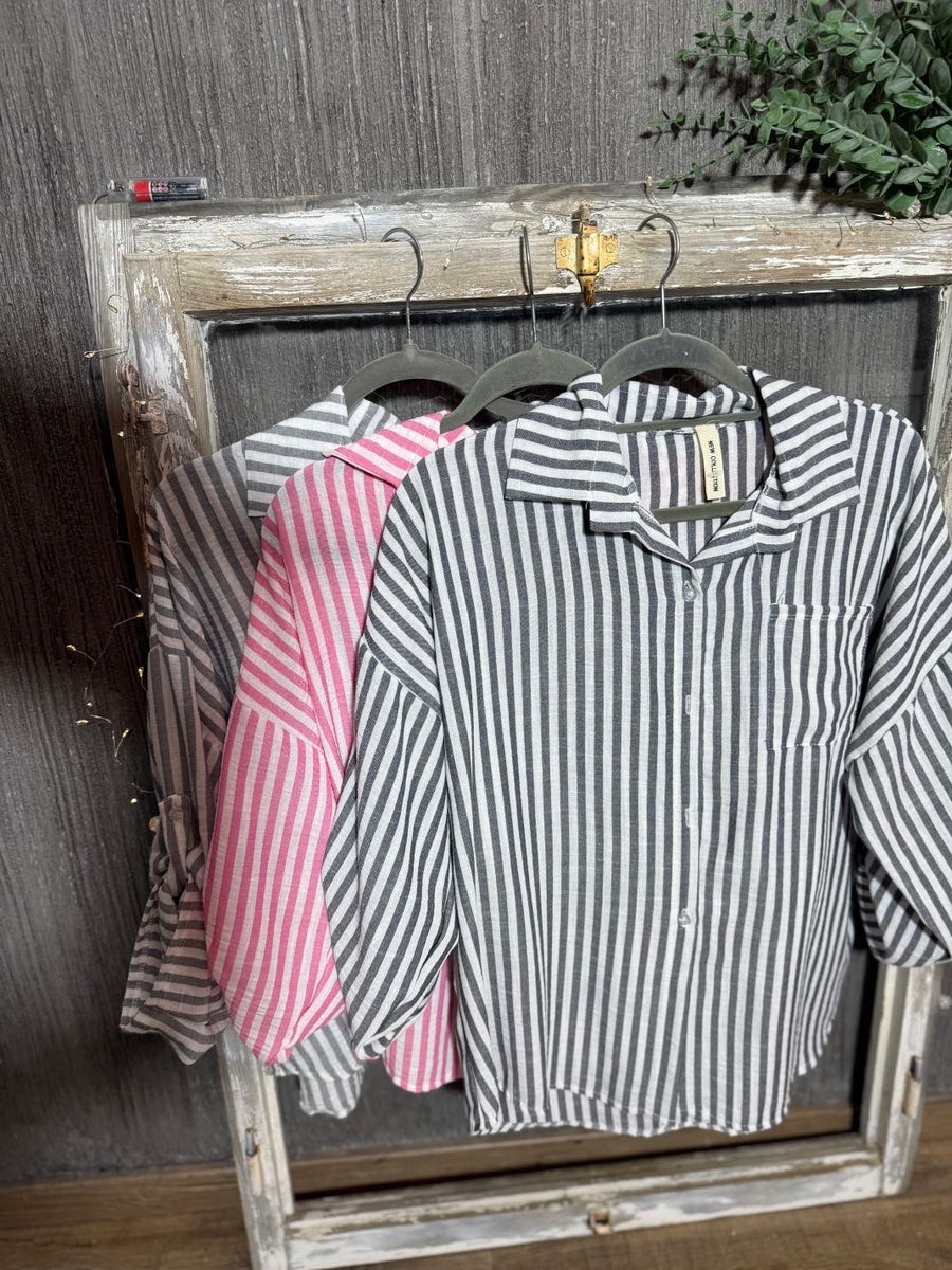 gestreifte Bluse aus Viskose in 3 Farben