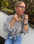 gestreifte Bluse aus Viskose in 3 Farben
