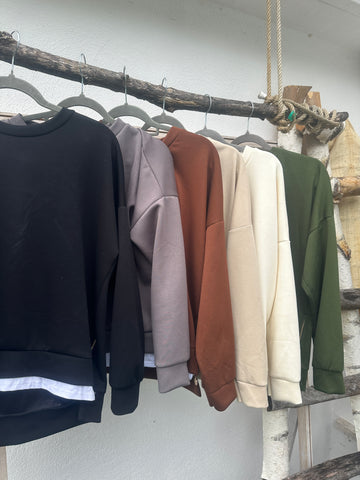 Sweater mit Shirteinsatz und Reißverschlüssen