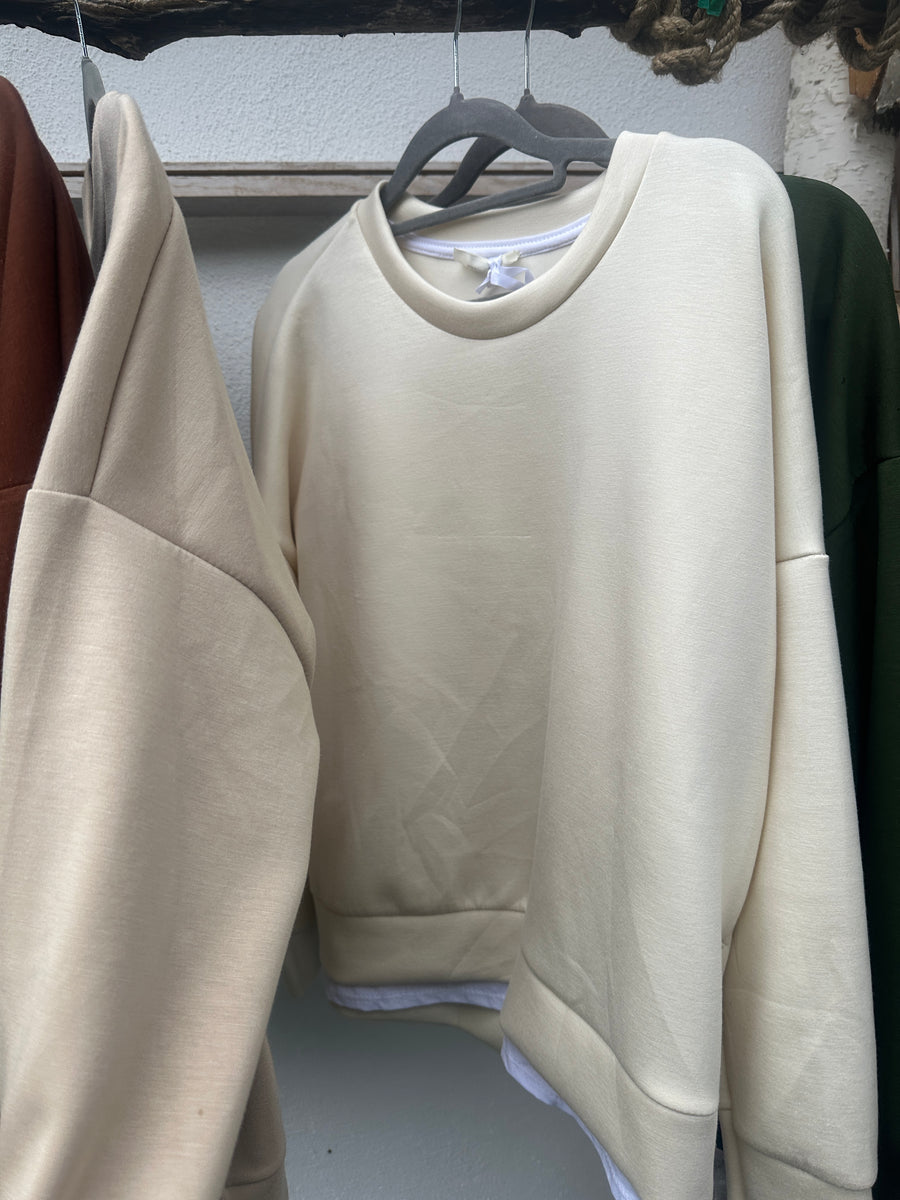 Sweater mit Shirteinsatz und Reißverschlüssen