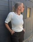 Sommerstrick Shirt mit schwarzem Bund