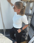 Sommerstrick Shirt mit schwarzem Bund