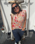 Bluse kurzarm mit stilvollem Kragen
