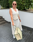 Plissee Midirock in Creme