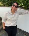Gestreifte Hemd-Bluse in Leinenoptik