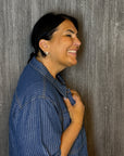 Bluse mit Nadelstreifenmuster in Blau