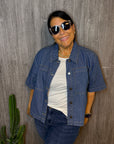 Bluse mit Nadelstreifenmuster in Blau