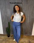 Hose mit elastischem Bund in Blau