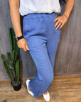 Hose mit elastischem Bund in Blau