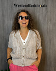 Cardigan mit Strickmuster in Creme