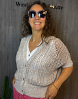 Cardigan mit Strickmuster in Creme
