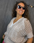 Cardigan mit Strickmuster in Creme