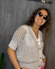 Cardigan mit Strickmuster in Creme