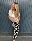 Kurzarm Glanz-Bluse in Beige