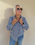 Gestreifte Bluse in Navy