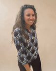 Longshirt mit Muschelprint und V-Ausschnitt