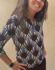 Longshirt mit Muschelprint und V-Ausschnitt