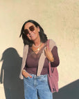 Longshirt mit Spitze in Aubergine