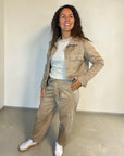 Velourshose in Camel