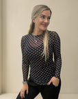 Dot Mesh Shirt in Schwarz