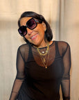 Plus Size Mesh Shirt in Schwarz