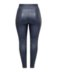 Plus Size Kunstleder-Leggings in Dunkelblau