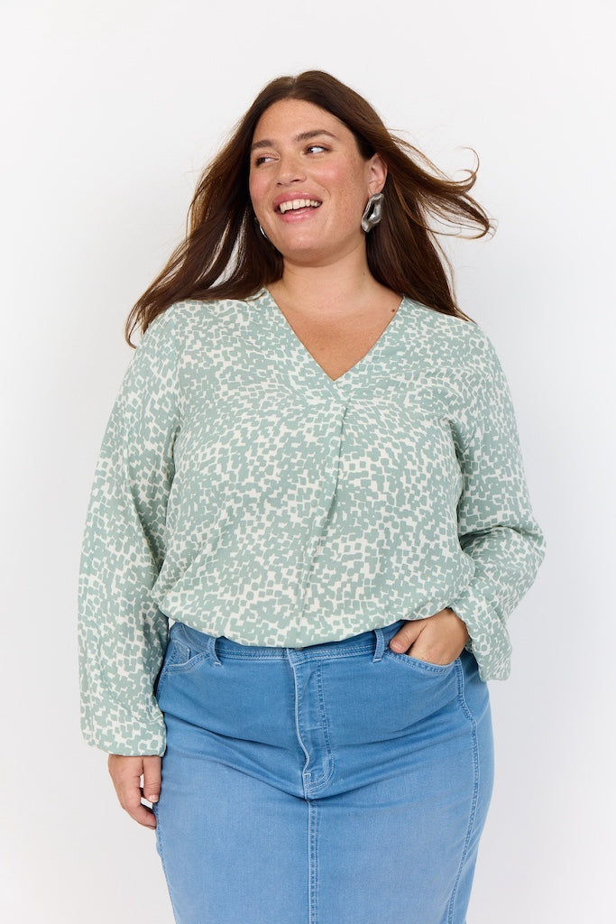 Bluse mit V-Ausschnitt Plus Size